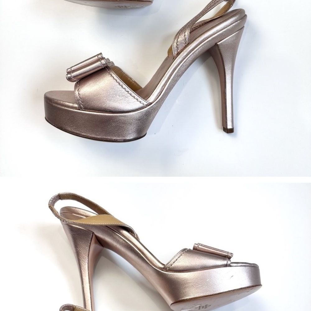 Valentino Metallic Platform Sandal in Rose Gold Sz 40